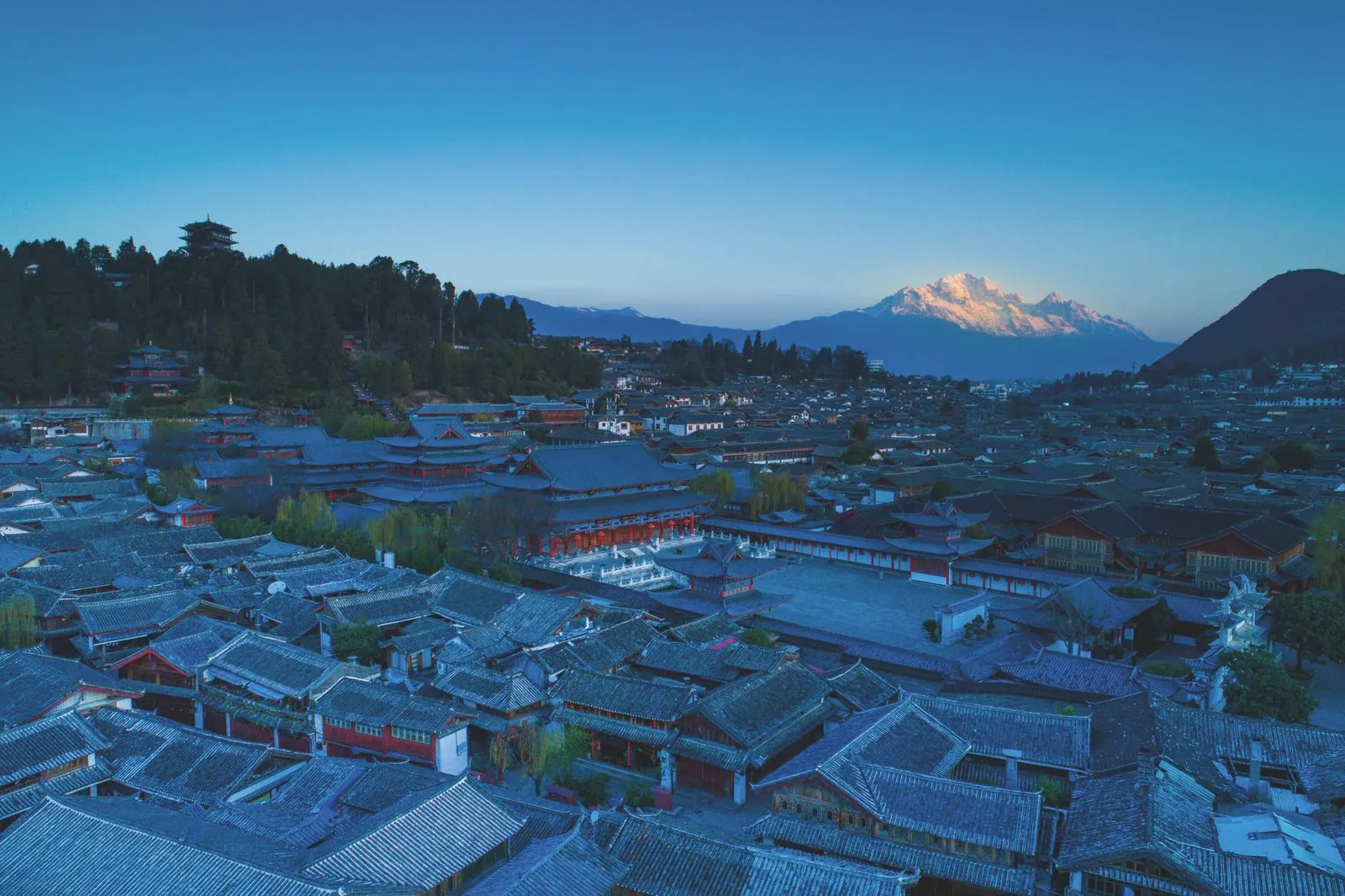 Aerial view of Lijiang Old Town in Yunnan